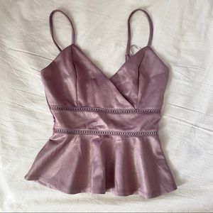 Francesca’s Rose Gold Peplum Top Size Small